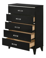 Chelsie Black Wood 5-Drawer Chest