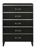 Chelsie Black Wood 5-Drawer Chest