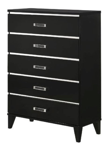 Chelsie Black Wood 5-Drawer Chest