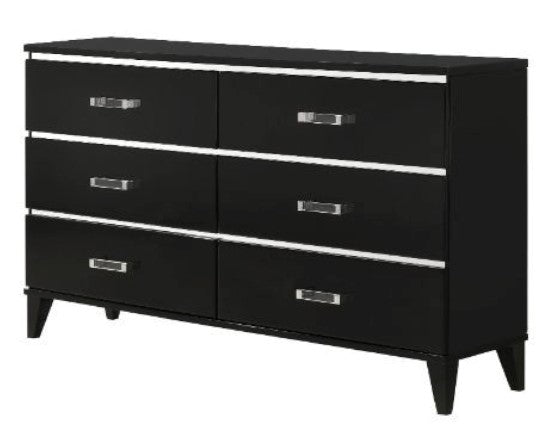 Chelsie Black Wood 6-Drawer Dresser