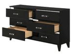 Chelsie Black Wood 6-Drawer Dresser