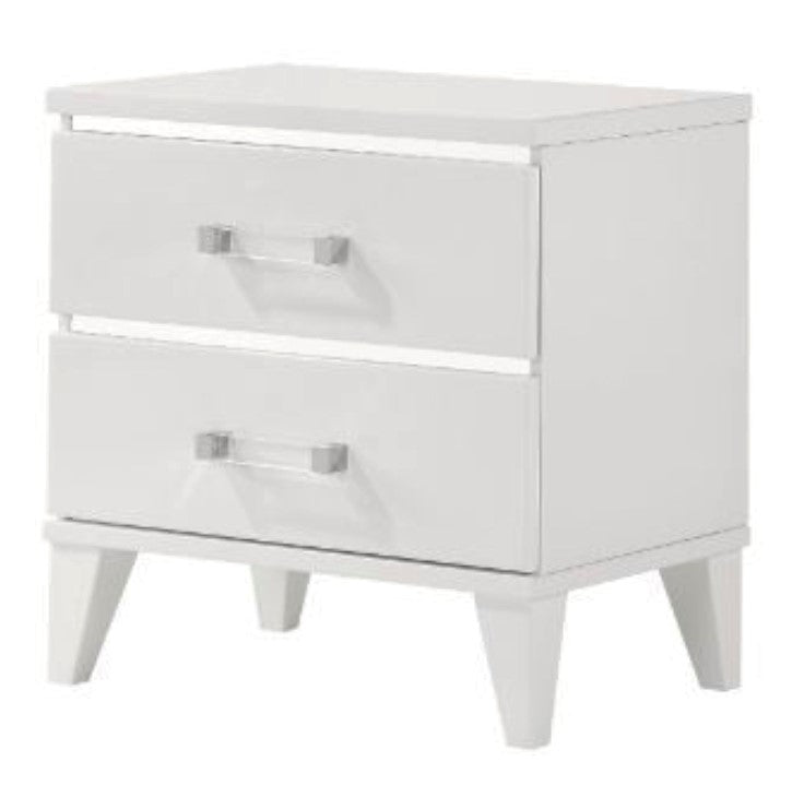 Chelsie White Wood 2-Drawer Nightstand