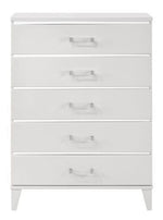 Chelsie White Wood 5-Drawer Chest