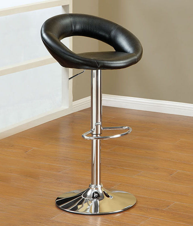 Christelle 2 Black Faux Leather/Chrome Metal Bar Stools