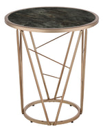 Cicatrix Black Faux Marble Print Glass/Champagne End Table