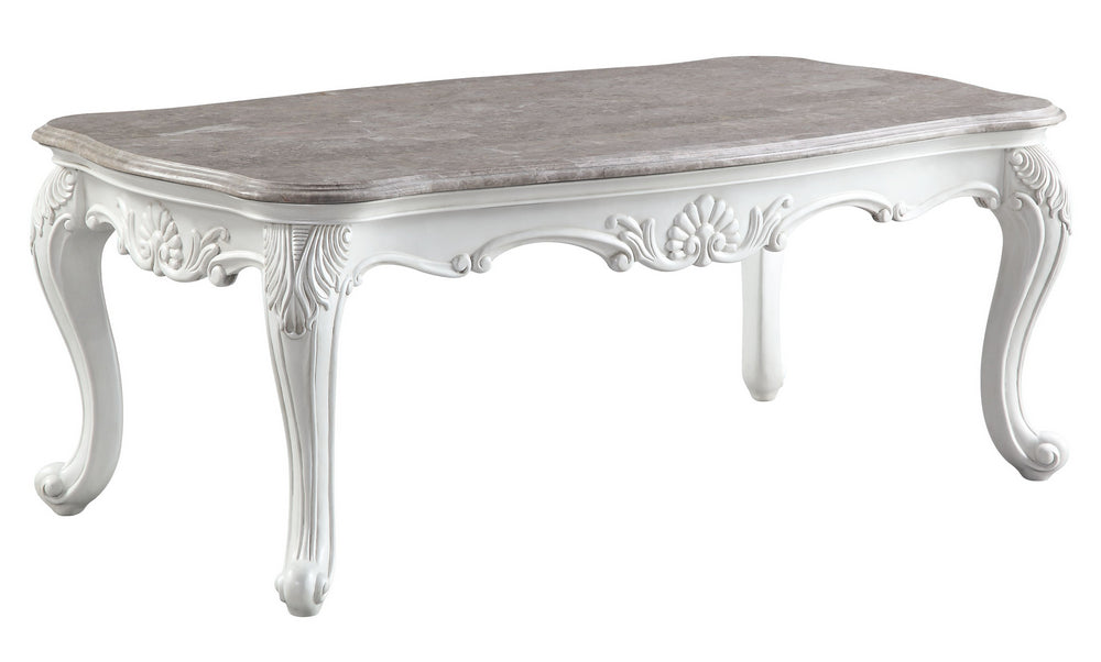 Ciddrenar White Marble/Resin Coffee Table