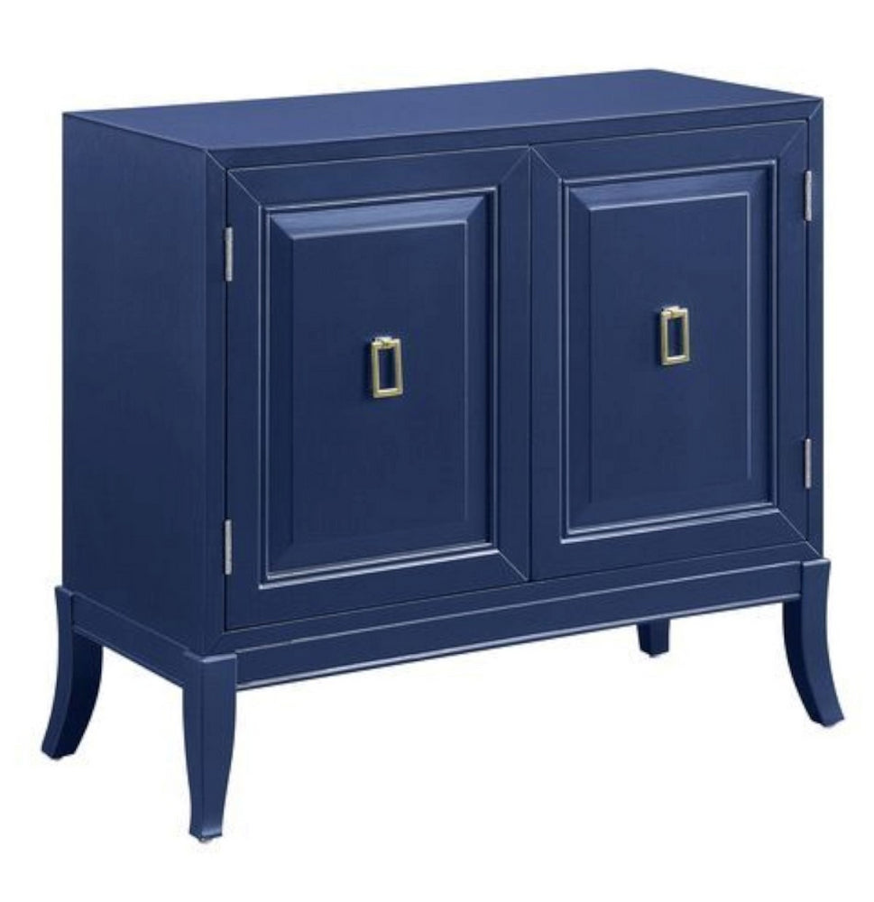 Clem Blue Wood Console Table with Magnetic Door Catches