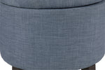 Cleo Blue Gray Textured Fabric Storage Ottoman