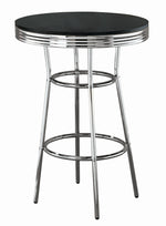 Cleveland Chrome Plated Bar Table with Black Top