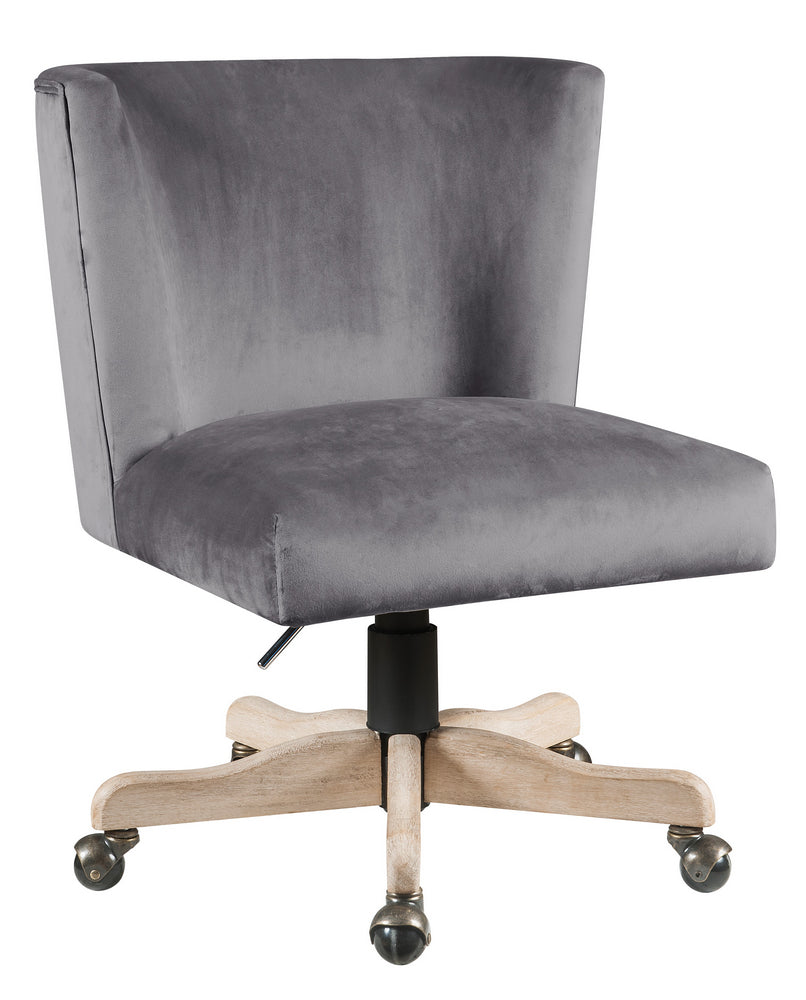 Cliasca Wing Style Gray Velvet/Metal Office Chair