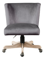 Cliasca Wing Style Gray Velvet/Metal Office Chair