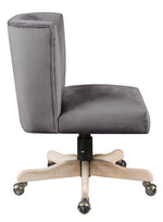 Cliasca Wing Style Gray Velvet/Metal Office Chair