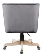 Cliasca Wing Style Gray Velvet/Metal Office Chair