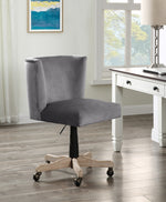 Cliasca Wing Style Gray Velvet/Metal Office Chair