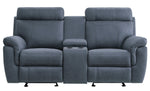 Clifton Blue Microfiber Manual Recliner Loveseat