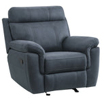 Clifton Blue Polished Microfiber Glider Manual Recliner