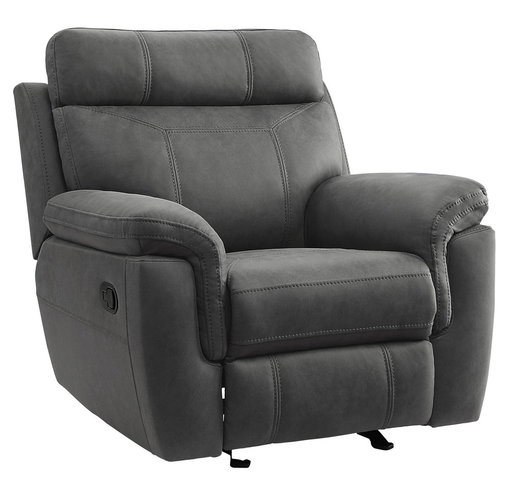 Clifton Gray Polished Microfiber Glider Manual Recliner