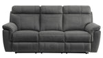 Clifton Gray Polished Microfiber Manual Recliner Sofa