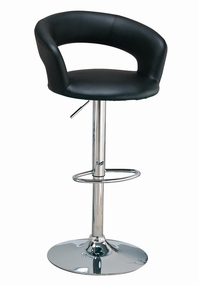 Clodagh Black Leatherette/Chrome Metal Adjustable Bar Stool