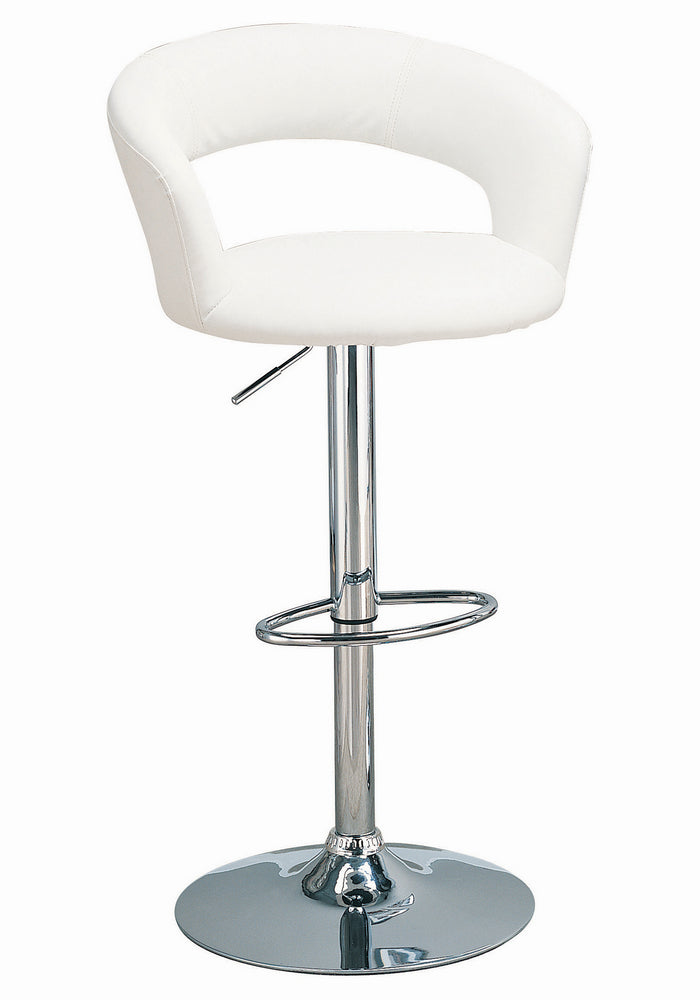 Clodagh White Leatherette/Chrome Metal Adjustable Bar Stool