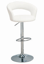 Clodagh White Leatherette/Chrome Metal Adjustable Bar Stool