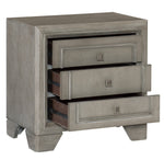 Colchester Driftwood Gray Wood 3-Drawer Nightstand