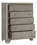 Colchester Driftwood Gray Wood 5-Drawer Chest