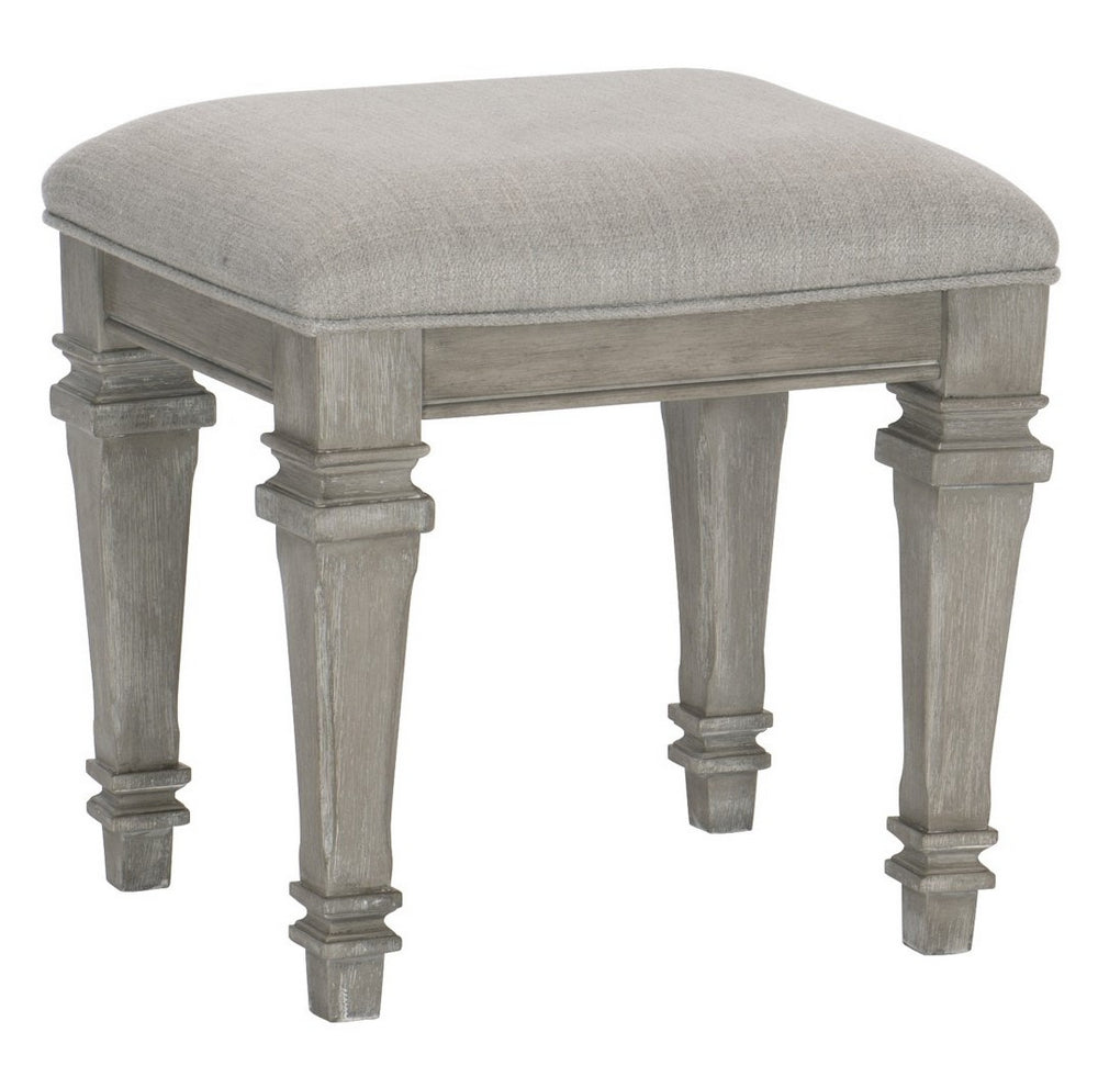 Colchester Driftwood Gray Wood/Gray Fabric Vanity Stool