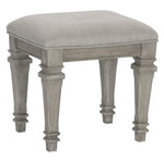 Colchester Driftwood Gray Wood/Gray Fabric Vanity Stool