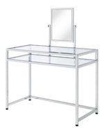 Coleen 3-Pc Chrome Metal/Clear Glass Vanity Table Set