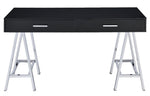 Coleen Black High Gloss Wood/Chrome Metal Writing Desk with USB