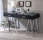 Coleen Black High Gloss Wood/Chrome Metal Writing Desk with USB