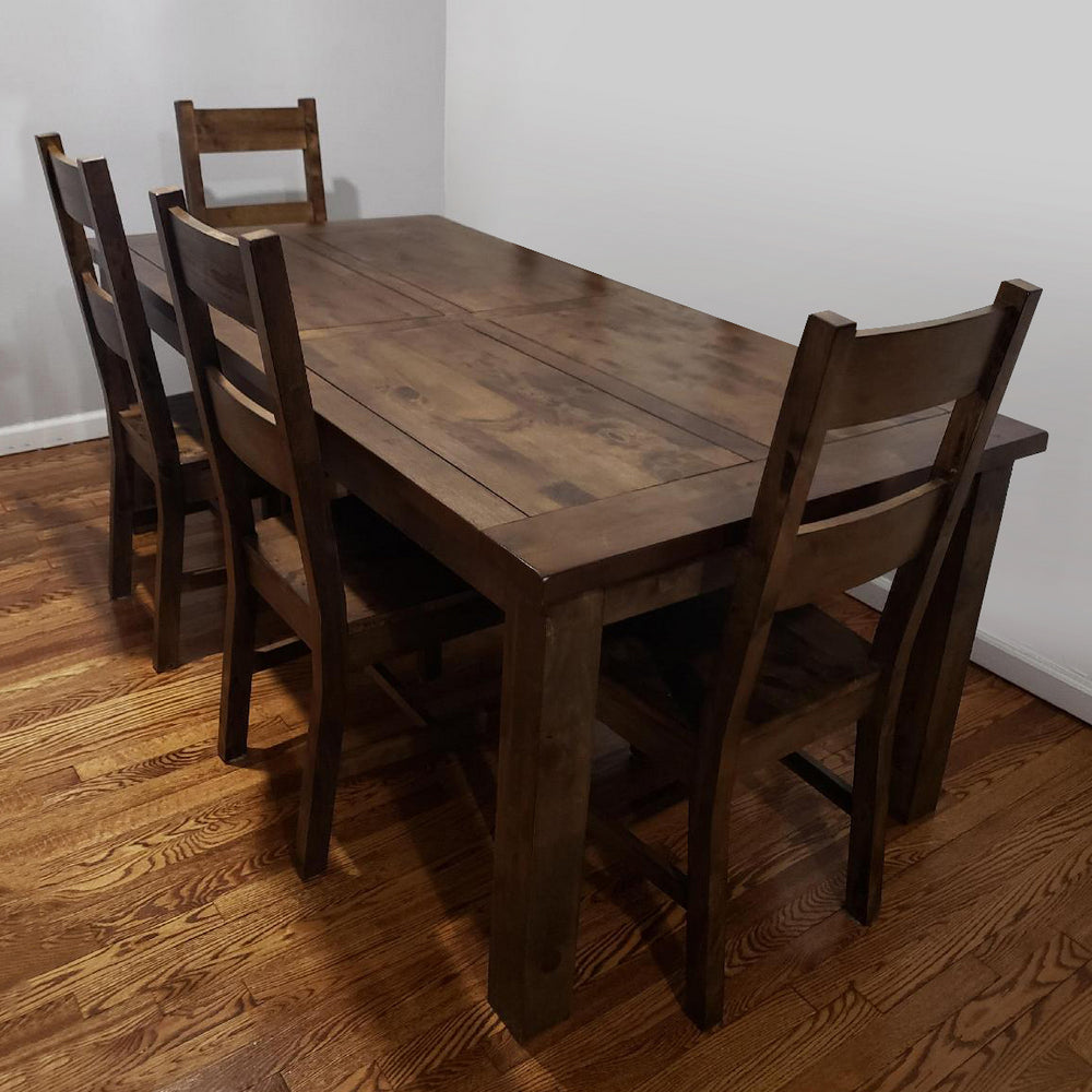 Coleman 5-Pc Rustic Golden Brown Wood Dining Table Set