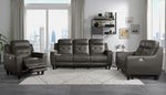 Conrad Grayish Brown Leather Power Recliner Loveseat