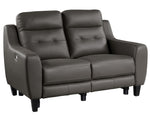 Conrad Grayish Brown Leather Power Recliner Loveseat