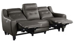 Conrad Grayish Brown Leather Power Recliner Sofa