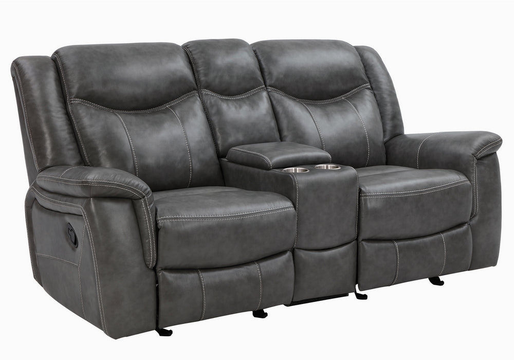 Conrad Grey Breathable Leatherette Manual Recliner Loveseat