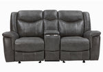 Conrad Grey Breathable Leatherette Manual Recliner Loveseat