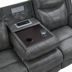 Conrad Grey Breathable Leatherette Manual Recliner Sofa