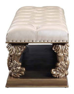 Constantine Light Gold PU Leather/Gold Wood Bench