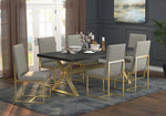 Conway Dark Walnut Wood/Aged Gold Metal Dining Table