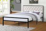 Cooper Beige Linen Fabric/Black Metal Full Platform Bed