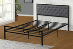 Cooper Gray Linen Fabric/Black Metal Queen Platform Bed