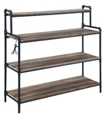 Cordelia Antique Oak Wood/Sandy Black Metal Bookshelf