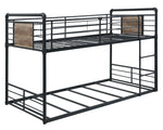 Cordelia Antique Oak Wood/Sandy Black Metal Twin Bunkbed