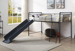 Cordelia Sandy Black Metal Twin Loft Bed with Slide