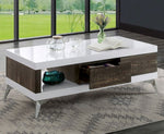 Corinne White/Distressed Dark Oak Coffee Table