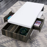 Corinne White/Distressed Dark Oak Coffee Table