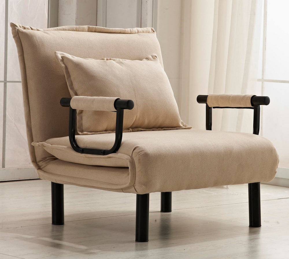 Courtney Beige Linen Fabric Convertible Chair