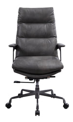 Crursa Gray Top Grain Leather Swivel Office Chair